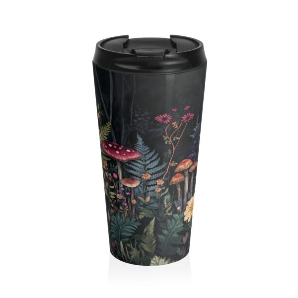 Fantasy Mushroom Garden Tumbler Gift for Her Enchanted Forest 15oz Travel Tumbler Dark Floral Stainless Steel Mug Woodlands Flower Aesthetic - Image 2
