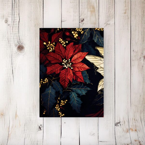 Vintage Flower Fairy Hard Cover Journal Gift Poinsettia Holly Dark Floral Dream Diary December Birth Month Christmas Holiday Notebook 5x7" - Image 4