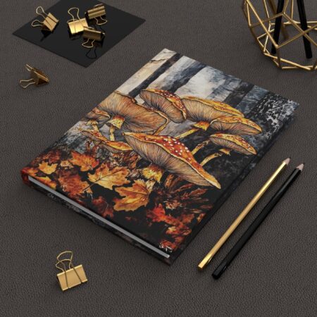 Mushroom Woodlands Hard Cover Journal Fall Forest Rustic Mushroom Dream Diary Gift Hiking Travel Food Diary Autumn Leaves Nature Journal 6x8