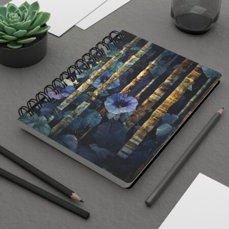 Morning Glory Softcover Journal September Birth Flower Dream Diary Gift for Her Woodlands Floral Blank Lined Journal Spiral Notebook 5"x7"
