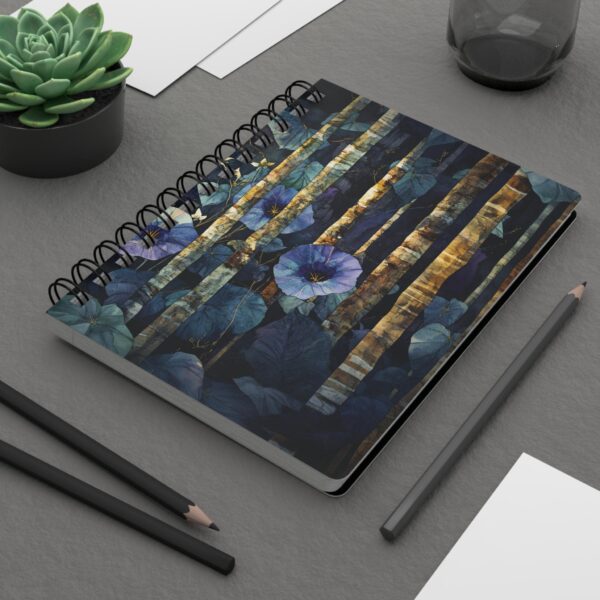 Morning Glory Softcover Journal September Birth Flower Dream Diary Gift for Her Woodlands Floral Blank Lined Journal Spiral Notebook 5"x7"