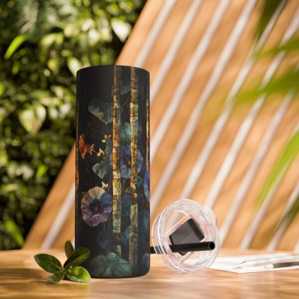 Morning Glory Flowers Skinny Matte Tumbler Gift for Her September Birth Month Flower 20oz Travel Tumbler Woodlands Floral Stainless Mug - Image 9