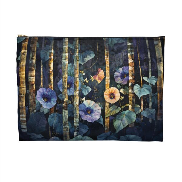 Morning Glory Flowers Cosmetic Pouch Gift for Her September Birth Month Flower Accessory Travel Pouch Woodlands Floral Zipper Pouch Gift Bag - Image 2
