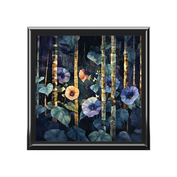 Morning Glory Flowers Jewelry Box Gift for Her September Birth Month Flower Women's Keepsake Box Gift Woodlands Dark Floral Jewelry Box Gift