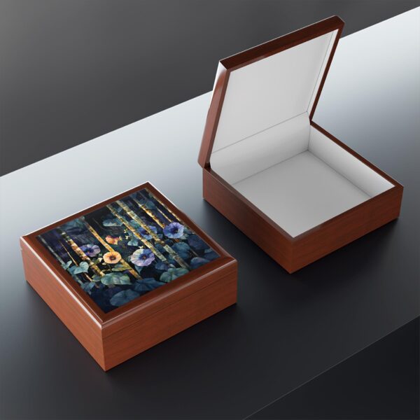 Morning Glory Flowers Jewelry Box Gift for Her September Birth Month Flower Women's Keepsake Box Gift Woodlands Dark Floral Jewelry Box Gift - Image 6