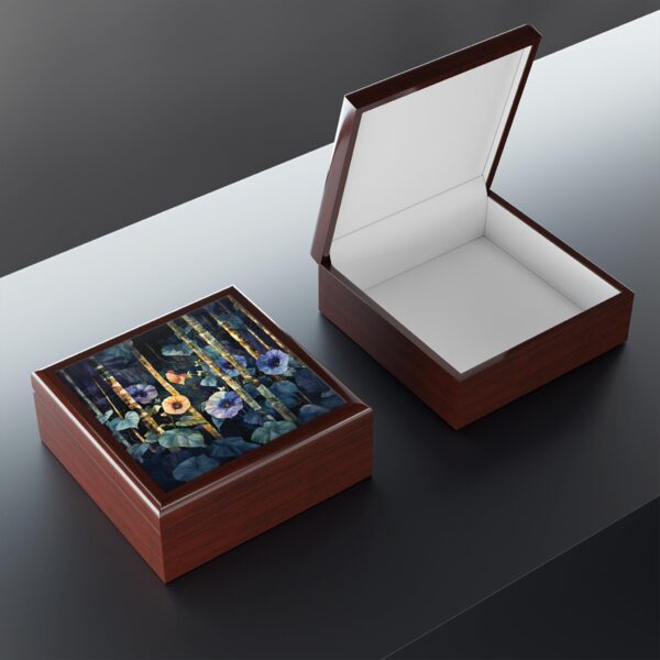 Morning Glory Flowers Jewelry Box Gift for Her September Birth Month Flower Women's Keepsake Box Gift Woodlands Dark Floral Jewelry Box Gift - Image 8