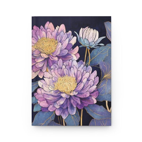 Aster Floral Journal Gift for Her Hard Cover Blank Lined Journal September Birth Flower Dream Diary Gift Aster Flowers Dark Floral Diary 6x8 - Image 2
