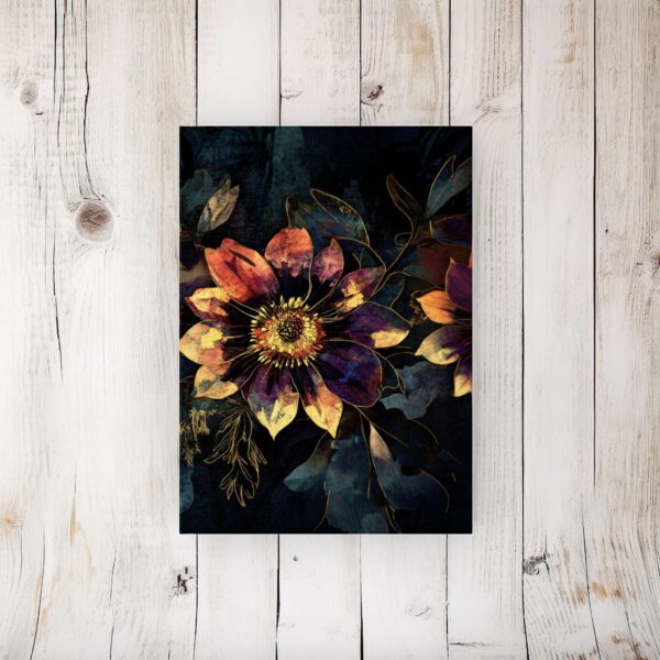 Dark Aster Hard Cover Journal Gift for Her Art Deco Dark Floral Aster Flowers Dream Diary Gift September Birth Month Flower Sketchbook 5x7 - Image 2