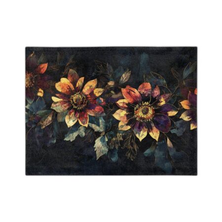 Aster Floral Velveteen Microfiber Throw Blanket Home Decor Gift September Birth Month Flower Dark Floral Decorative Throw Cozy Soft Blanket