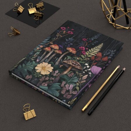 Fantasy Mushroom Garden Journal Gift for Her Enchanted Forest Dream Diary Dark Floral Cottagecore Woodlands Aesthetic Mushroom Journal 6x8"