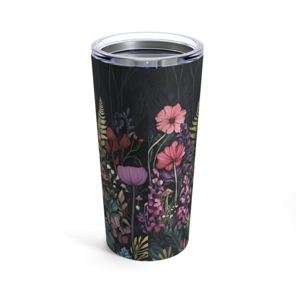 Fantasy Mushroom Garden Tumbler Gift for Her Enchanted Forest 20oz Travel Tumbler Dark Floral Stainless Steel Mug Woodlands Flower Aesthetic - Image 3