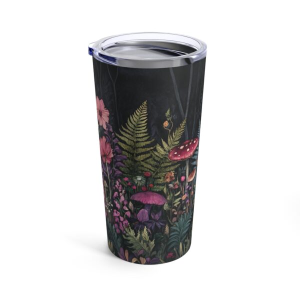 Fantasy Mushroom Garden Tumbler Gift for Her Enchanted Forest 20oz Travel Tumbler Dark Floral Stainless Steel Mug Woodlands Flower Aesthetic - Image 4