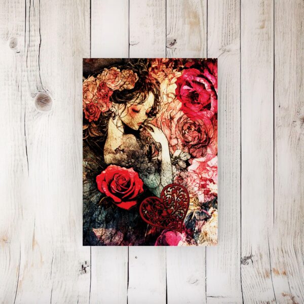 Valentines Fairy Hard Cover Journal Sketchbook Gift for Her Hearts and Roses Dark Floral Dream Diary Gift Romantic Fae Coquette Vintage 5x7" - Image 3