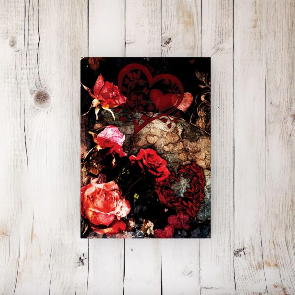 Valentines Fairy Hard Cover Journal Sketchbook Gift for Her Hearts and Roses Dark Floral Dream Diary Gift Romantic Fae Coquette Vintage 5x7" - Image 4